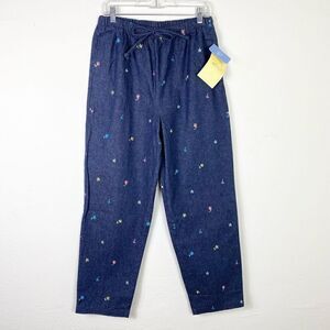 Denim & Co. Dark Wash Denim Floral Embroidered High Rise Jeans Size M